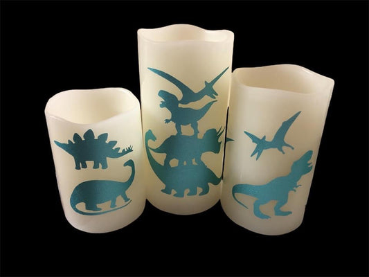 LED Dinosaur/ Custom Candles - Set of 3
